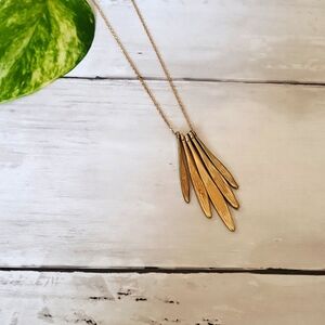 26 inch Delicate Gold Chain Necklace with 5 Tier Swinging Gold Pendant